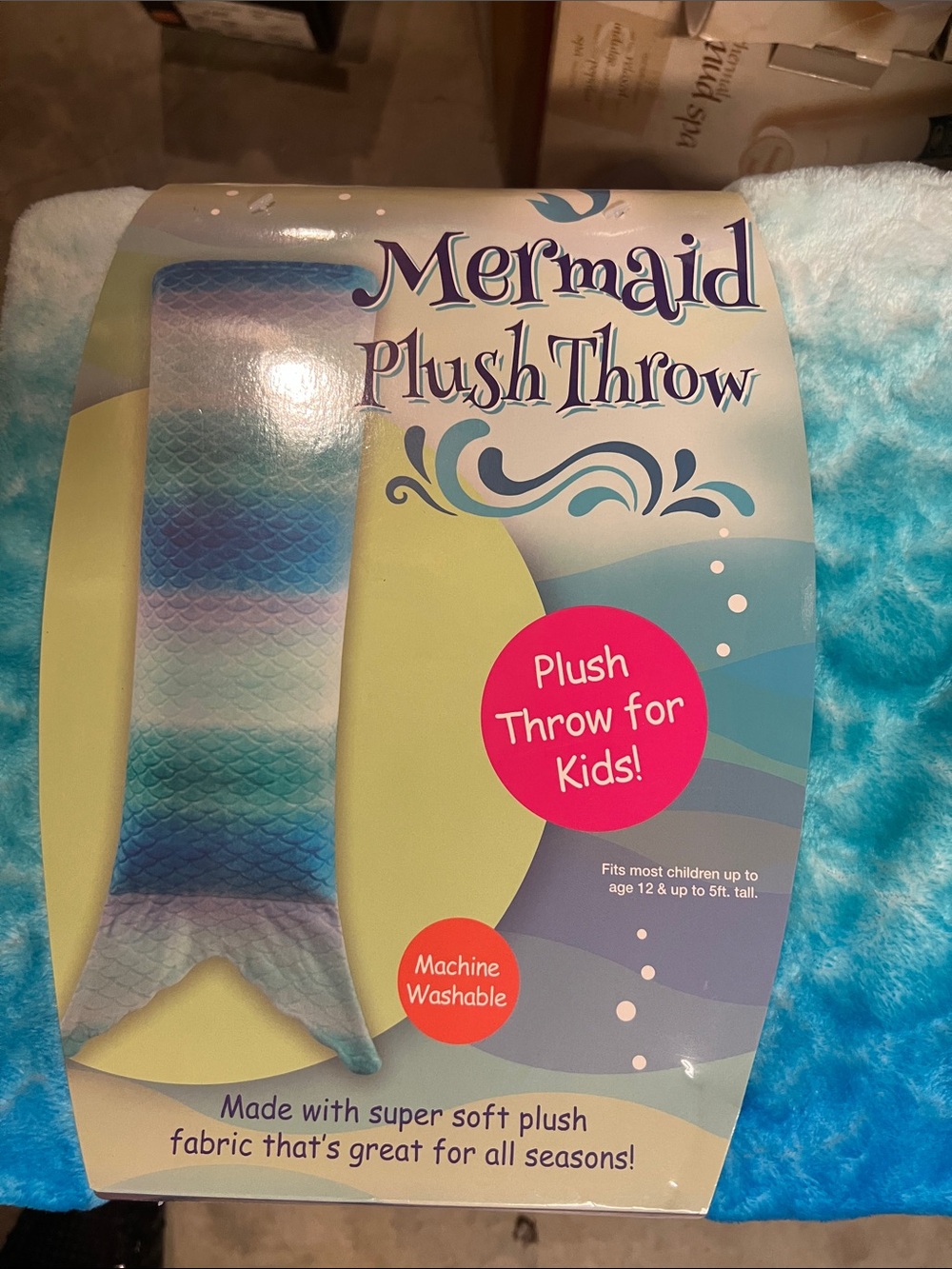 Mermaid Plush Throw Blanket for Kids - Blue